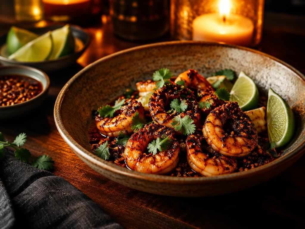 Camarones con salsa macha preparado con Salsa macha Kompostela