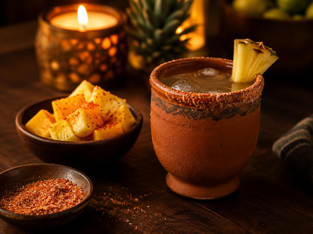 Mezcal con sal de piña y mango preparado con Sal de piña Kompostela